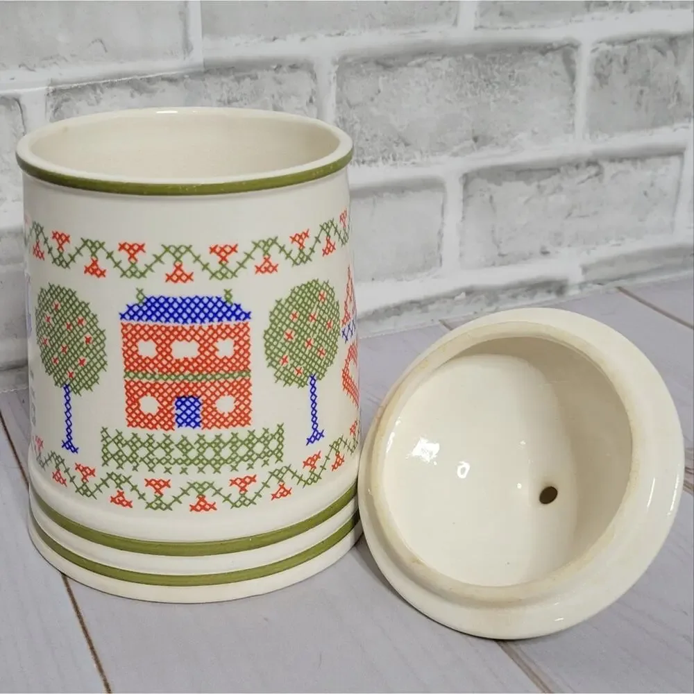 Vintage 1990s Kitchen Decor ABC 123 Canister  with Lid (9